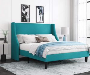 Green Upholstered Queen Bed