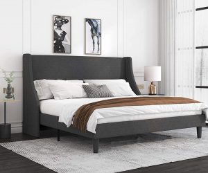 Dark Grey Upholstered King Bed