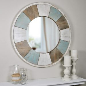 Natural Wood Round Mirror