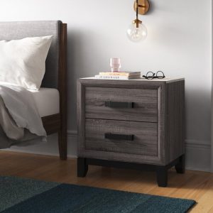 grey wood nightstand