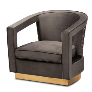 Modern Gray Velvet Accent Chair